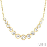 1 Ctw Graduated Bezel Set Round Cut Diamond Smile Necklace in 14K Yellow Gold